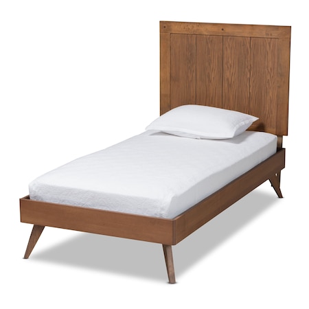 Baxton Studio Amira Mid-Century Modern Transitional Ash Walnut Finished Wood Twin Size Platform Bed 180-11154-11159-Zoro